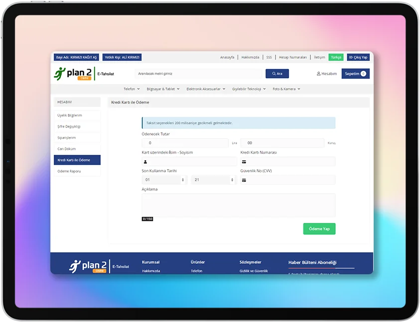Kredi Kartı ile Ödeme